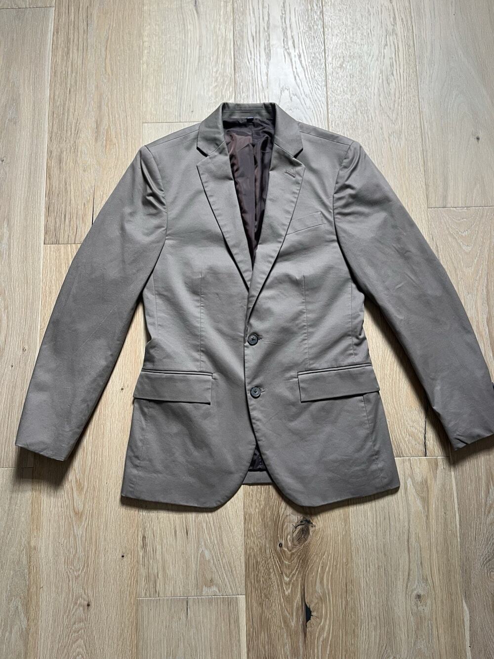 J Crew Thompson Blazer Mens 34S Khaki Tan Cotton Twill 2 Button Sport Coat